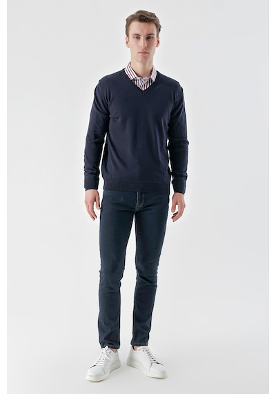 Morven Erkek Lacivert Basic V Yaka Dynamic Fit Rahat Kesim Triko 25kc017004200 Lacivert