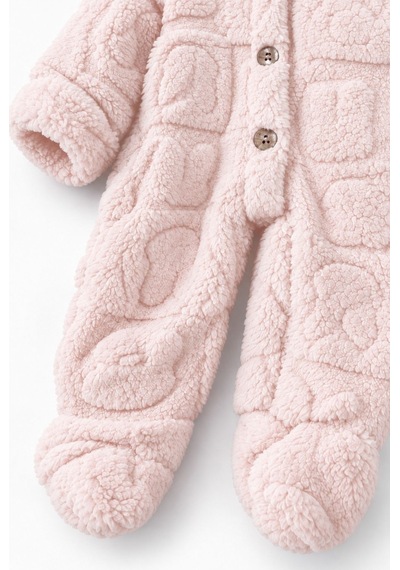 Kız Erkek Bebek Tavşan Ve Ayı Oyuncaklı Peluş Tulum Tlm0301 Pudra