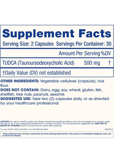 Prohealth Pure Tudca Liver Bile Salts Clinically Studied Third-party Tested 60 Caps Aromasız