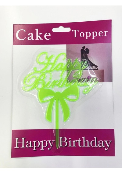 Northcity Happy Birthday Yazılı Fiyonklu Pasta Kek Çubuğu Yeşil Renk Açık Yeşil