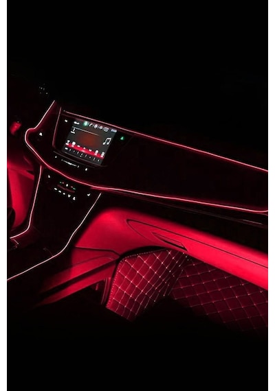 10 Adet Araç Içi Kırmızı Neon Ledi Ip Led Torpido Ledi 2 Metre Neon Led