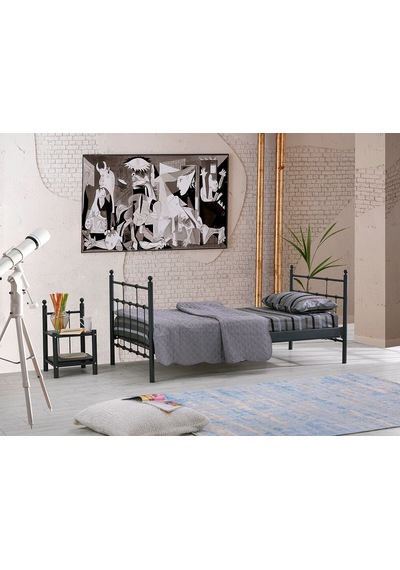 Bedliga Lalas Daybed Ferforje Metal Tek Kişilik Karyola 90X200 (489966383)