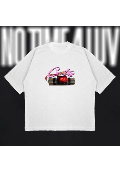 Tarzsokak No Time 4 Luv Oversize Unisex Pamuklu Nefes Alan Kalın Kumaşlı Beyaz