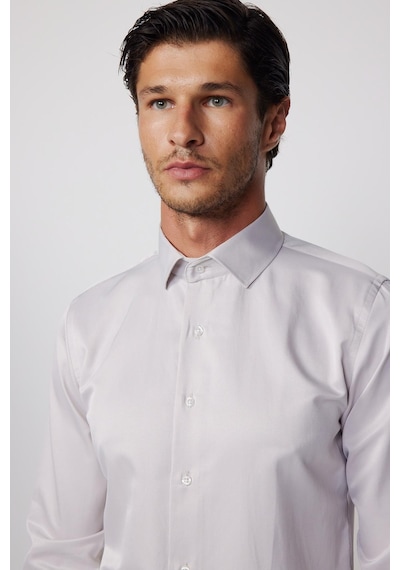 Tudors Slim Fit Pamuklu Düz Bej Erkek Gömlek-28022-bej Bej