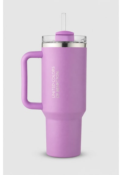 Benetton Paslanmaz Çelik Termos Be-kct100-mb Mavi Pipetli / Kulplu Spor Ve Araç İçi Termos 900 Ml Lila - Pembe