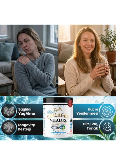 Vitalux Hidrolize Kolajen Tozu 10.000 Mg Nmn, Nr, Fisetin, Spermidin Ve Ca-akg + C Vitamini İçeren Longevity Kolajen