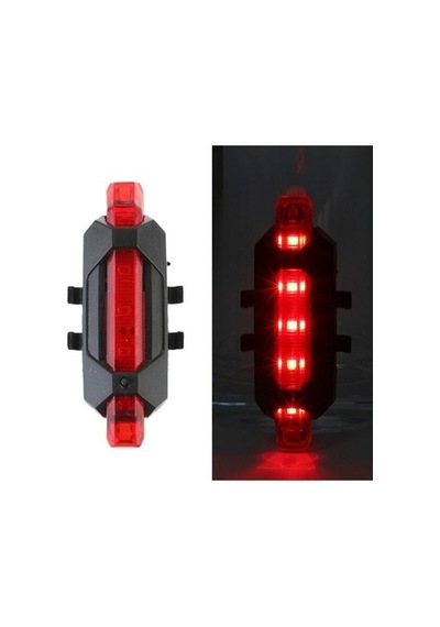 Şarjlı Bisiklet Işığı Led Çok Fonksiyonlu Usb Girişli - Kırmızı