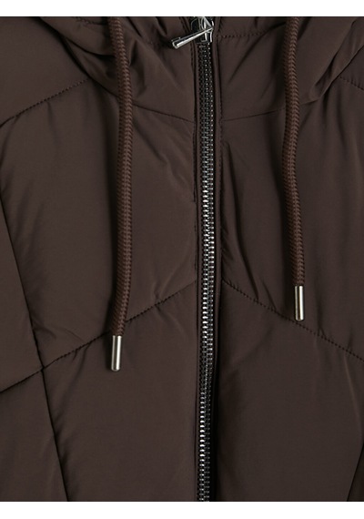 Lcw Vision Kahverengi Kapüşonlu Oversize Kadın Şişme Mont