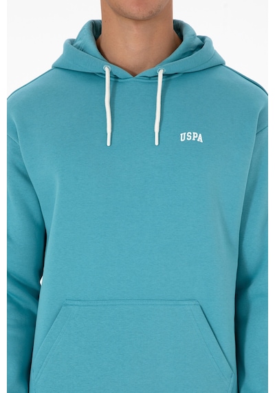 U.S. Polo Assn. Erkek Oversize Fit Kapüşonlu Şardonlu Mint Basic Sweatshirt 50313782-VR152