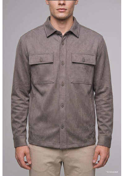 Defacto Regular Fit Polo Yaka Cepli Süet Gömlek Ceket A5110ax26wnkh466 Haki-kh466