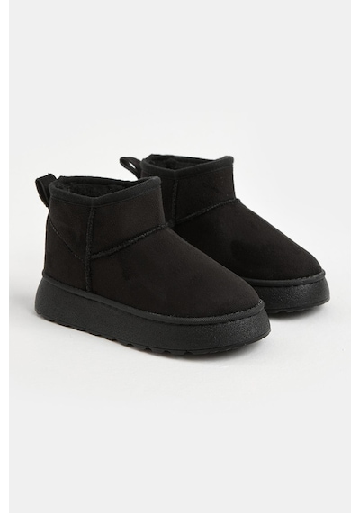 Tonny Black Kalın Poli Taban İçi Kürklü Süet Görünümlü Çocuk Unisex Siyah Günlük Bot Tbsz015 Siyah