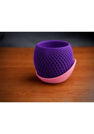 3d Baskı Küre Saksı - Kafes Dokulu İki Parçalı Dekoratif Saksı - Mor-pembe 82982261