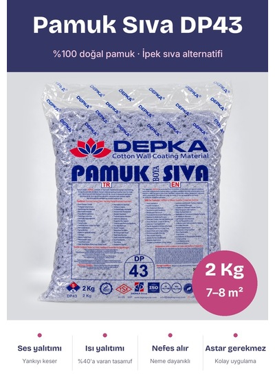 Depka Pamuk Sıva Dp43 2 Kg 7-8 M² İpek Sıva Alternatifi Isı Ve Ses Yalıtımlı Dekoratif Sıva