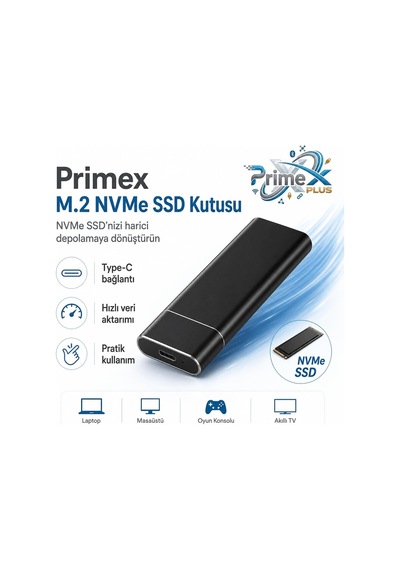 Primex Px-m220 M.2 Nvme Ssd Kutusu, Type-c Usb 3.0/3.1 10gbps Harici Ssd Kutu, Pcıe Nvme Tek Çeltik M-key Ssd Uyumlu, Alüminyum Taşınabilir Ssd Muhafaza, 8tb Destekli