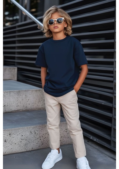 Cloise İndigo Çocuk T-shirt Kız Erkek Unisex %100 Pamuk İndigo
