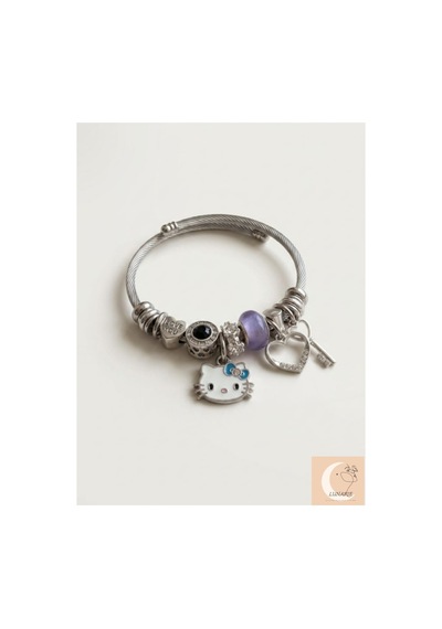 Lunarie Hello Kitty Figürlü Dolu Charm Kelepçe Bileklik Çok renkli