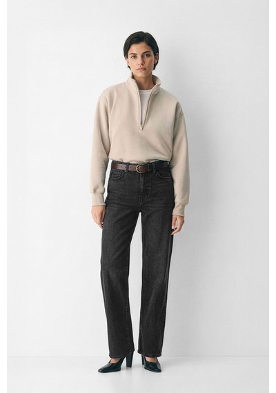 Kadın Antrasit Yüksek Bel Straight Fit Jean Pantolon