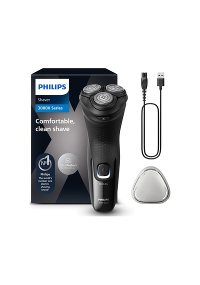 Philips Shaver Series 3000x - Siyah Erkekler İçin Elektrikli Tıraş Makinesi, Islak Ve Kuru Tıraş, Skinprotect Teknolojisine Sahip, Katlanır Sakal Düzeltici Model X3001/00 Philips Shaver Series 3000x - Siyah Erkekler İçin Elektrikli Tıraş Makinesi, Islak Ve Kuru Tıraş, Skinprotect Teknolojisine Sahip, Katlanır Sakal Düzeltici Model X3001/00