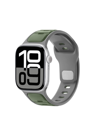 Apple Uyumlu  Watch 42mm 44mm 45mm S10 46mm Ultra 49mm Çift Renkli Spor Silikon Kordon Nefes Alabilir