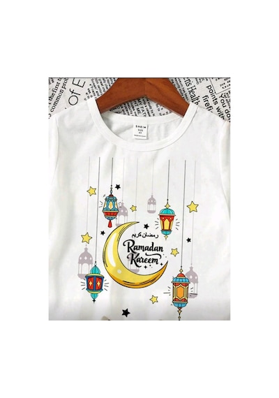 Stil X Ramazan Bayramı Baskılı Erkek Çocuk Tshirt, %100 Pamuklu Kumaş Beyaz-4