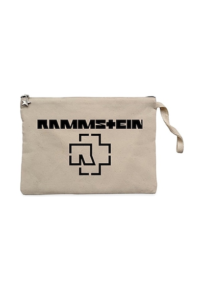 Rammstein Logo 5 Krem Clutch Astarlı Cüzdan / El Çantası Krem