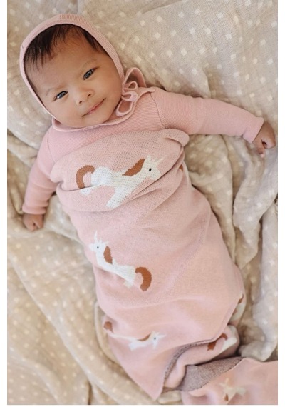 Kız Ve Erkek Bebek Için Triko Örgü Bebek Battaniyesi 85cm X85cm Unicorn Pembe Pembe3 Pembe3