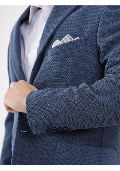 Dufy Mavi Erkek Slim Fit Mono Yaka Ceket - 95376 Mavi