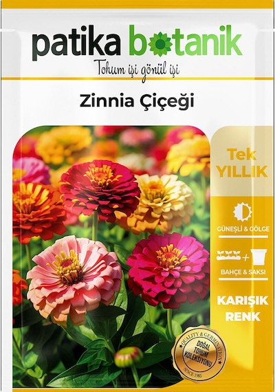 Patika Botanik 30 Adet Zinna Çiçek Tohumu