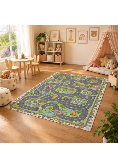 Kartela Halı Dino Kasaba Kaymaz Taban Çocuk Oyun Halısı - 160 x 240 CM