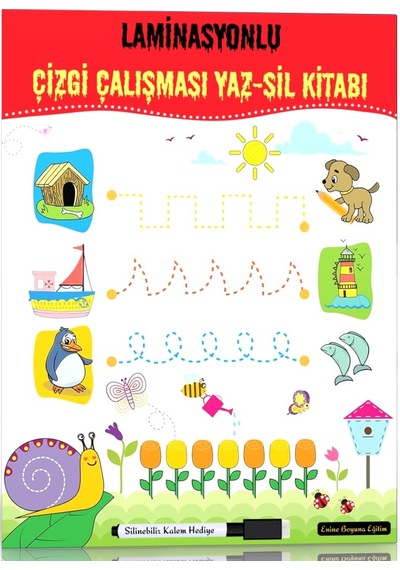 Okul Öncesi Laminasyonlu Çizgi Çalışmaları Yaz-sil Kitabı