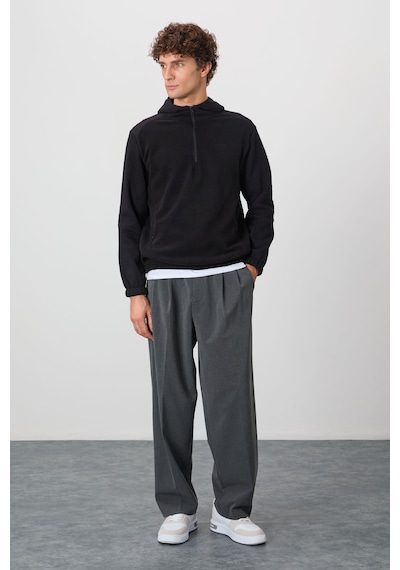 Air Jones Tommy Life Ruby Siyah Standart Kalıp Polar Erkek Sweatshirt - 88300 Siyah