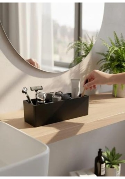 Beyaz 3 Bölmeli Çok Amaçlı Masa Üstü Kısa Kalemlik Takı Makyaj Malzemesi Banyo Mutfak Organizeri Kutusu Genel