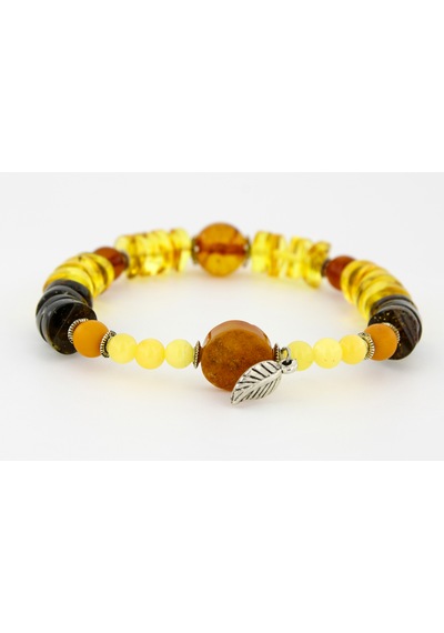 Kehribar Bileklik Özel Tasarım Ambergold Blk23-65 Çok Renkli