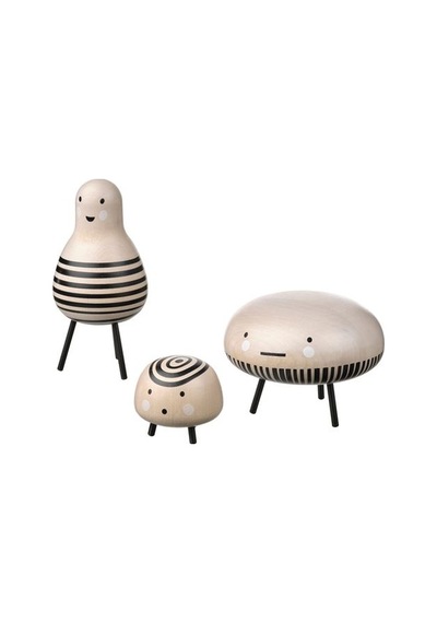 Ikea Dvärgtall Dekoratif Aksesuar, Kahverengi-siyah, Masif Ahşap 3 Parça