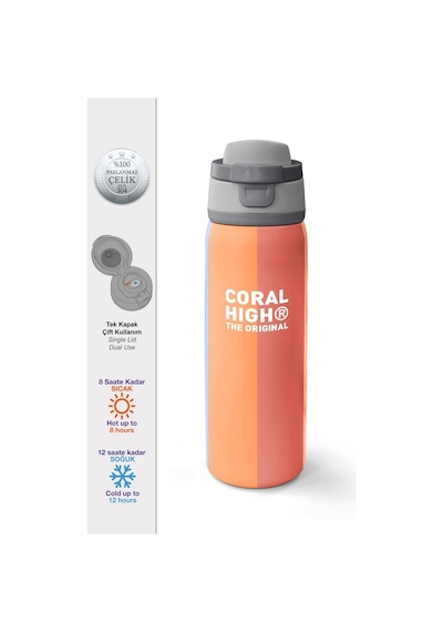 Coral High Kids Renkli Çizgili Desenli Pipetli Ve Direkt Içim Çelik Termos 800 Ml 38540