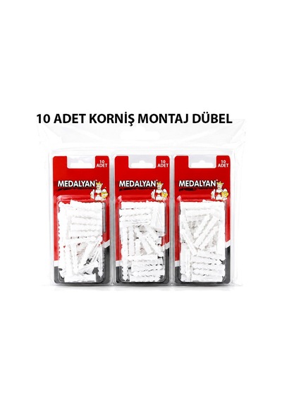 Medalyan Dl-57 Korniş Montaj Dübeli 10 Adet Plastik Çivili - 12'li Paket