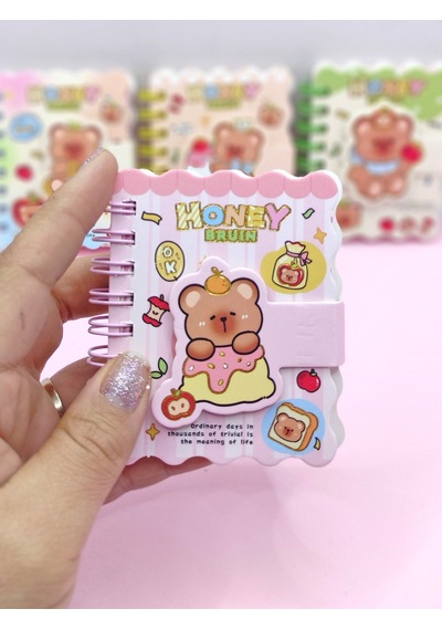 Honey Bear Cırtlı Cep Boy Sevimli Ayıcık Mini Not Defteri 7x8 Cm - Pembe