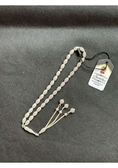 Gümüş Tesbih 925 Ayar Gümüş Özel Yazılı Erkek Hediye Sertifikalı Kişiye Özel İsim 8 X 5 Mm Ks1664