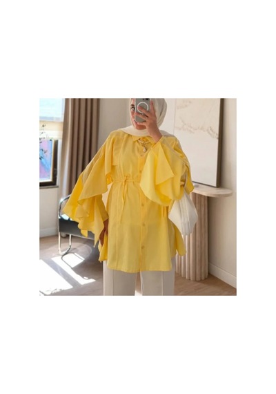 Unika Boutique Kadın Önden Bağlamalı Kimono Sarı