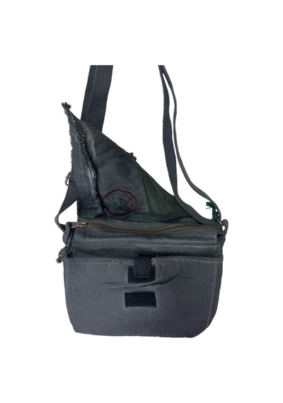 Old Cotton Cargo Vintage Küçük Salaş Unisex Günlük Çapraz Postacı Çantası S Boy 26x20cm Siyah Yeşil