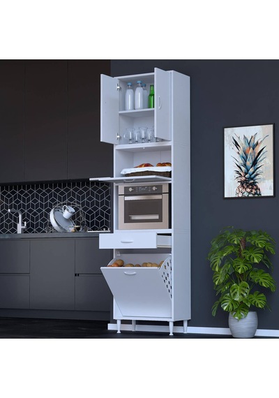 Modilayn Ece Çok Amaçlı Mutfak Dolabı Fırın Bölmeli, Çekmeceli, Kapaklı Ve Sepetli 55 Cm Beyaz Modilayn Ece Çok Amaçlı Mutfak Dolabı Fırın Bölmeli, Çekmeceli, Kapaklı Ve Sepetli 55 Cm Beyaz