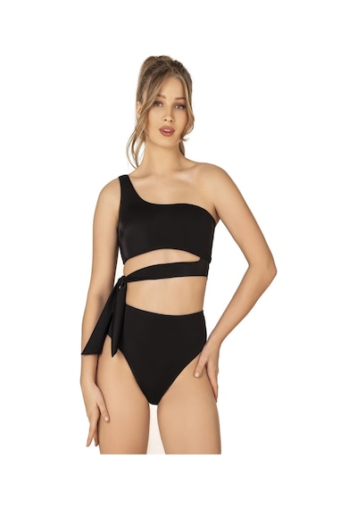 Endeep Kadın Yüksek Bel Yan Bağlama Detaylı Siyah Bikini Takımı-siyah
