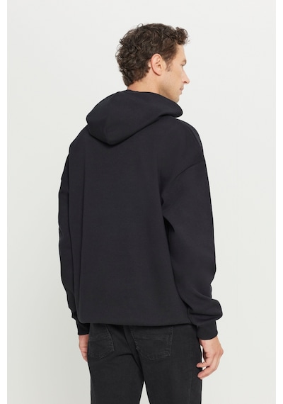 AC&Co / Altınyıldız Classics Erkek Sıyah Oversize Fit Bol Kesim Kapüşonlu İçi Polarlı Pamuklu Sweatshirt Siyah