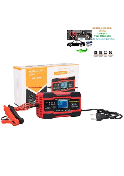 12v/24v Araçlar İçin 10amper Led Göstergeli Akıllı Akü Şarj Cihaz