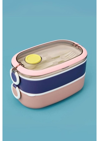 Vagonlife Bento 1300ml Lunchbox 2 Katlı 3 Bölmeli Paslanmaz Çelik Sefer Tası Yemek Kutusu Pembe-mor