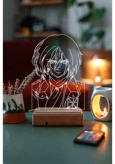 Mikasa Ackerman Attack On Titan 16 Renk Gece Lambası