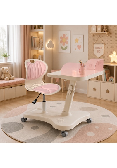 Bonny Mobil Çocuk Çalışma Sandalye Seti Pembe