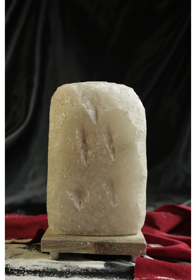3-4 Kg Gri Doğal Tuz Lambası Ahşap Kaideli Dekoratif Ortam Lambası