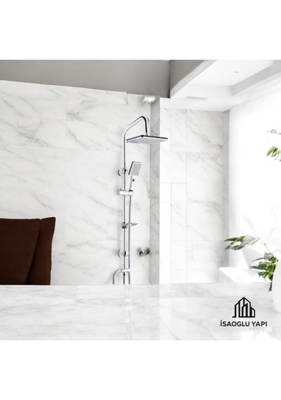 İsaoğlu Yapı Duş Seti Honey Diktörtgen Tasarım Tepe Duş Sistemi Paslanmaz Pirinç Banyo Duş Başlığı Gri