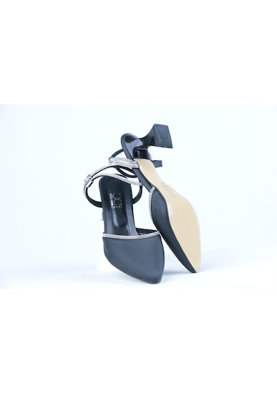 Ayakkabımood Ms029 Siyah Saten 6 Cm Topuklu Bayan Ayakkabı Siyah